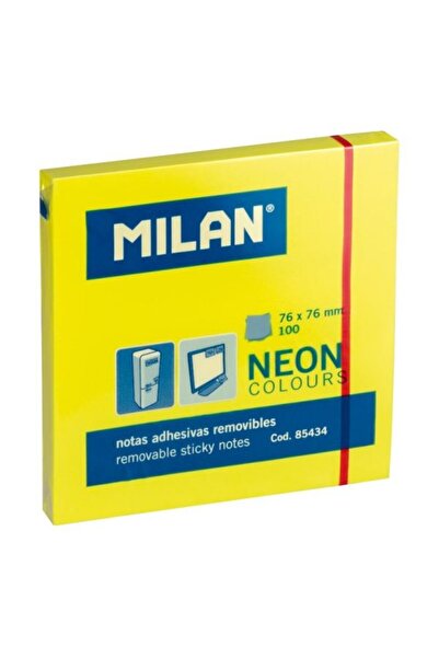 Milan Bloc notes adeziv 76x76 neon galben 85434 10 buc