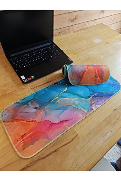 sgeteknoloji Sge Technology 70X30 cm Phosphorescent Stitched Colorful Marble Anti-Slip Base Speed Surface Gamer Mouse Pad g