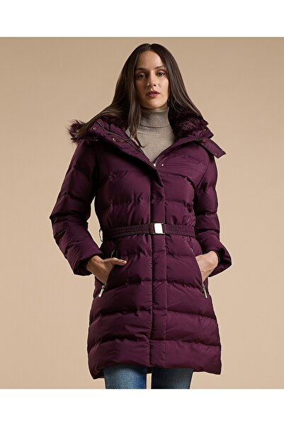 R&B Quilted Hooded Puffer Jacket with Zipper Closure