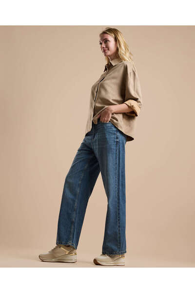 R&B Faded Baggy Jeans with Button Closure