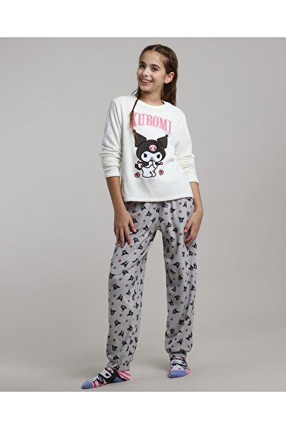 R&B Ivory Girl's Kuromi Embroidered Pyjama Set