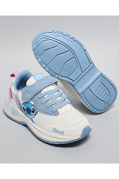 R&B White Girl's Stitch Print Velcro Sneakers