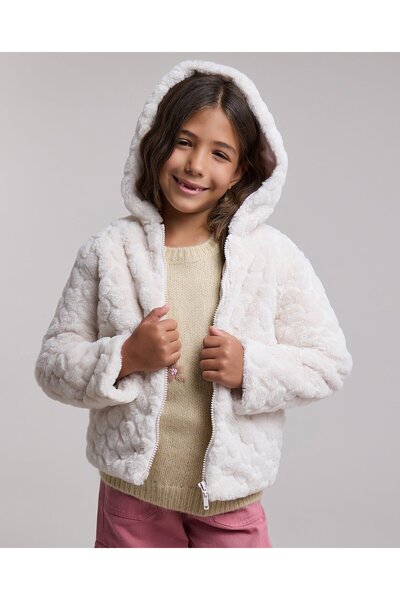 R&B Sherpa Hooded Jacket with Zipper Closure