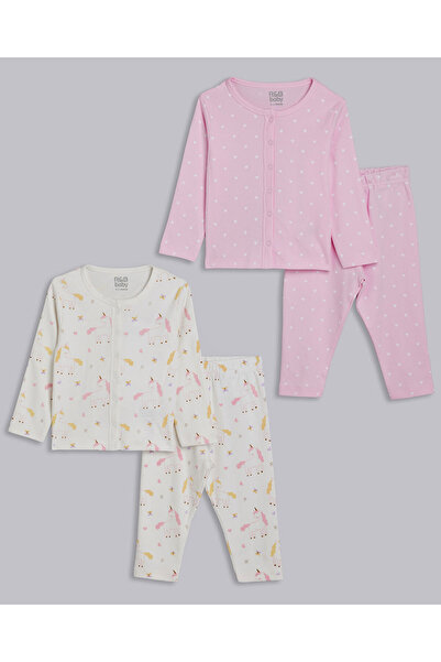 R&B طقم بيجامة مطبوع للفتيات متعدد الألوان