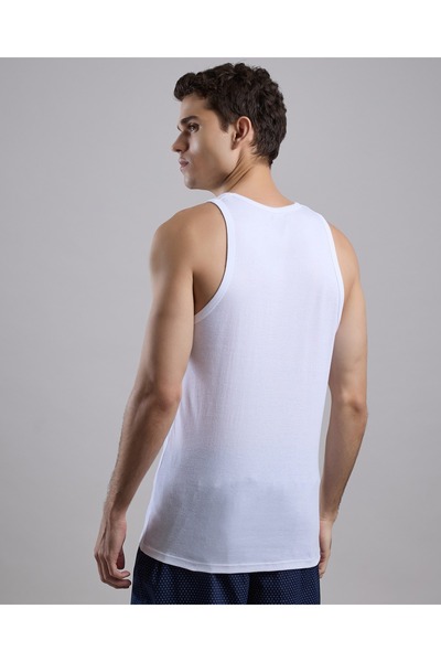 R&B White Men's White Men's's 2 Pack Solid Vests