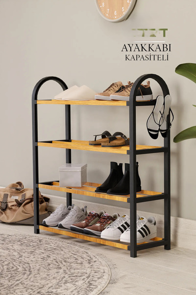 Silkyreal Dört Katlı Ahşap Ayakkabılık