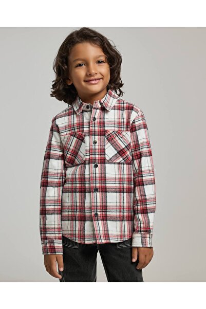 R&B Plaid Shirt with Classic Collar and Long Sleeves