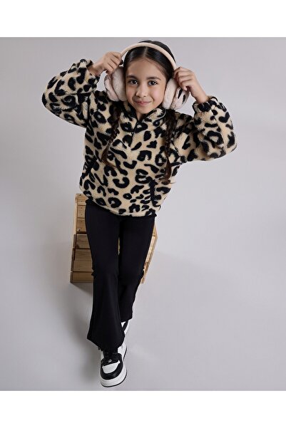 R&B مجموعة ملابس بنقوش حيوانية للبنات باللون البني