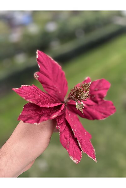 Derin Düşler Yılbaşı Çam Ağacı Süsü Çam Ağacı Çiçeği Ata Çiçeği Kırmızı Bordo 20 cm Çap 20 cm YÜKSEKLİK