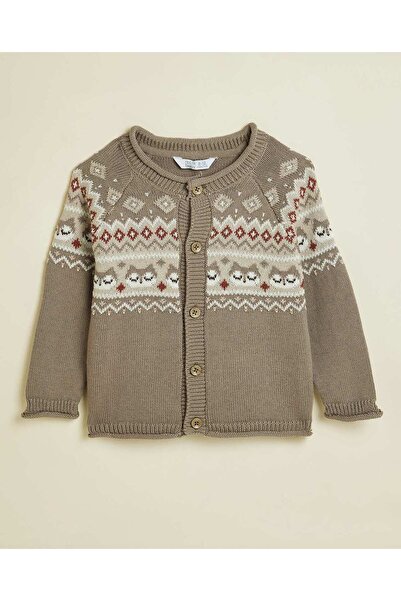 R&B Brown Boy's Patterned Knitted Clothing Set