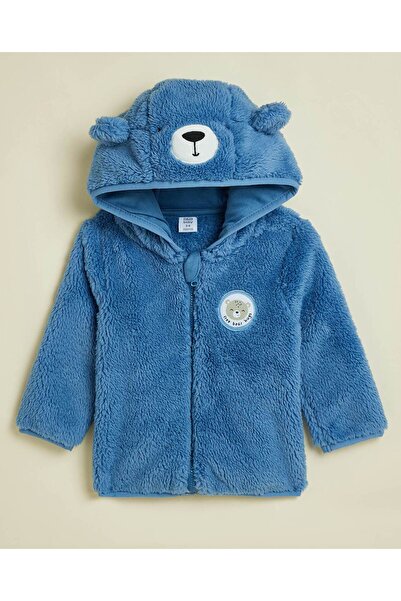 R&B Sherpa Hooded Jacket with Zipper Closure