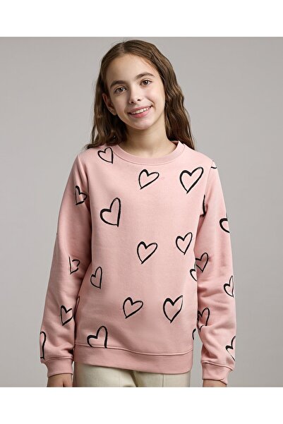 R&B سويت شيرت مطبوع برقبة دائرية وأكمام طويلة