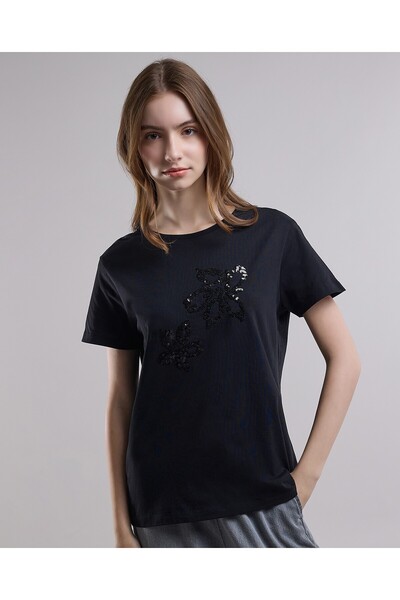 R&B تي شيرت مطبوع برقبة دائرية وأكمام قصيرة