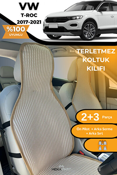 TREND Anti-Sweat Car Seat Protector Cover 100% Cotton 5-Piece Full Set Cream Vw T-Roc