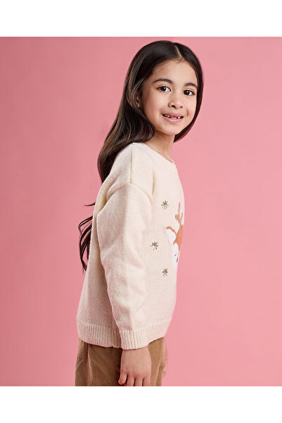 R&B Sequined Sweater with Crew Neck and Long Sleeves