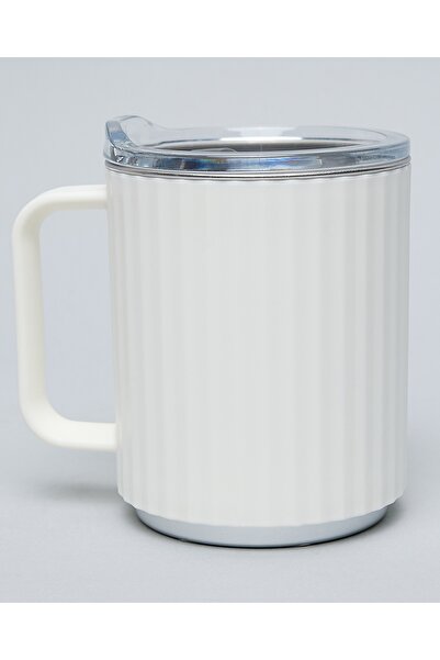 R&B White Unisex Textured Coffee Mug, 460ml