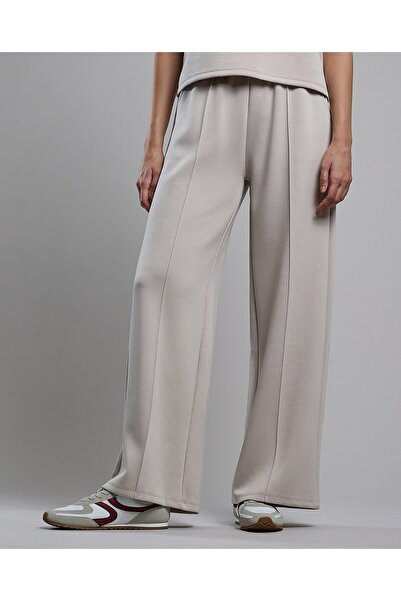 R&B Solid Wide Leg Pants with Drawstring Waist