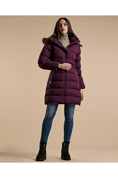 R&B Quilted Hooded Puffer Jacket with Zipper Closure