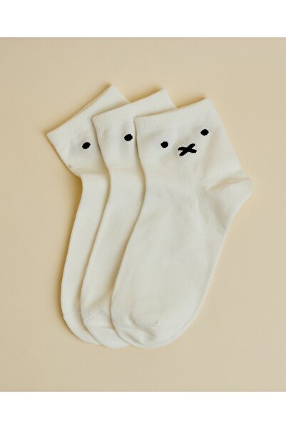 R&B جوارب كاحل نسائية بيضاء (عبوة من 3 قطع)