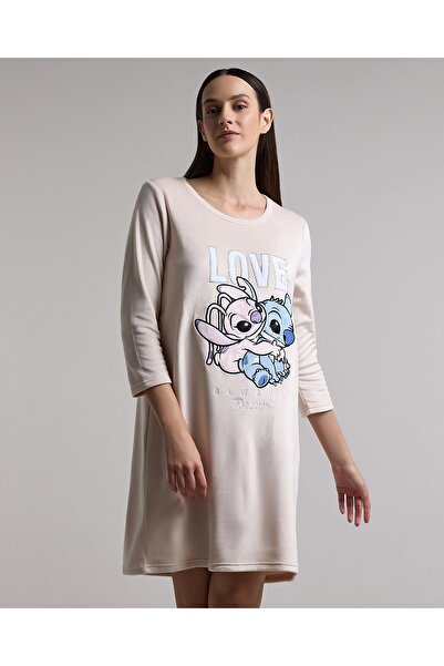 R&B قميص نوم بطبعة ليلو وستيتش بأكمام طويلة