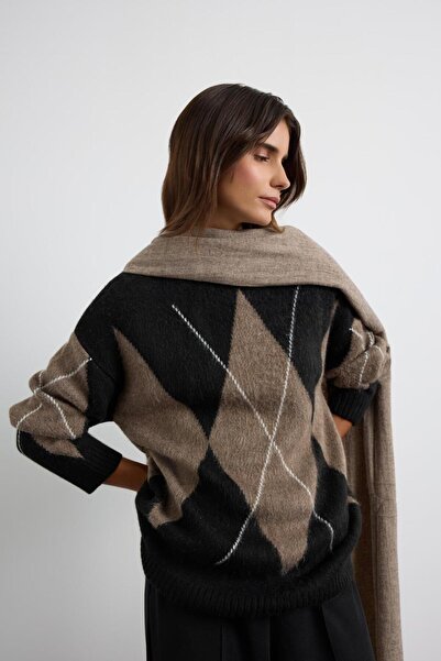 KADRİYE BAŞTÜRK Baklava Patterned Knitwear Sweater Black