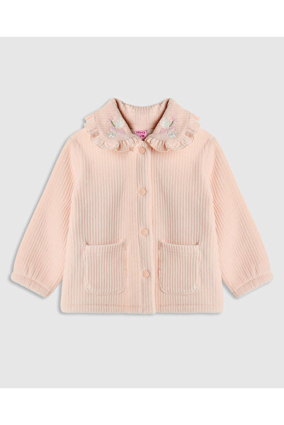 R&B Textured Collared Jacket with Button Closure