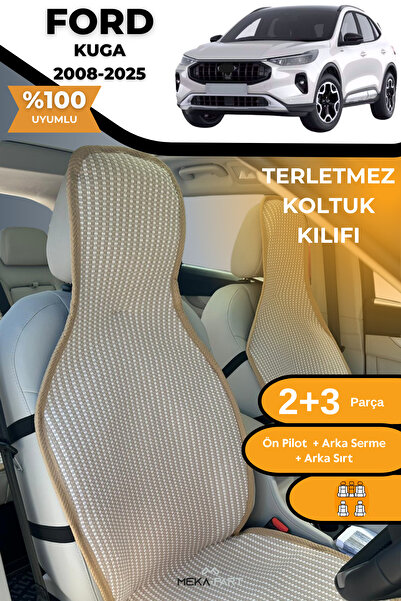 TREND Anti-Sweat Car Seat Protector Cover 100% Cotton 5-Piece Full Set Cream Ford Kuga