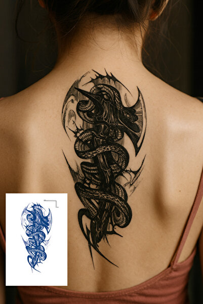 TAKIŞTIR Balta Figürlü 12 Saat Sonra Kararan Geçici Orta Dövme Tattoo