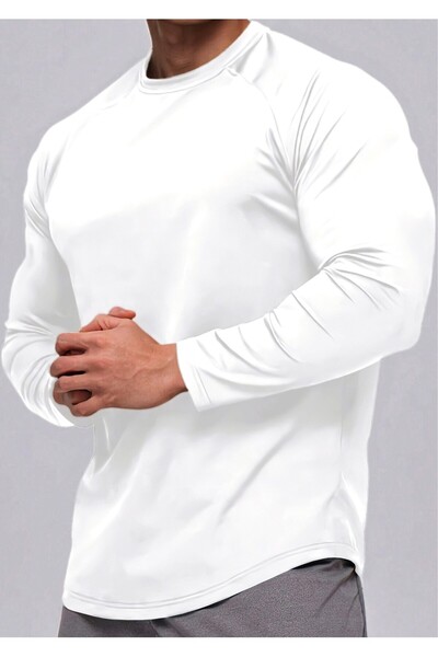 GHASSY CO. Men's Running Sports Raglan Oval Cut Long Sleeve Cotton Combed T-Shirt