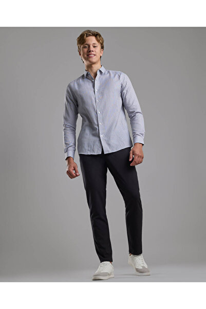 R&B Solid Relaxed Fit Pants with Button Closure