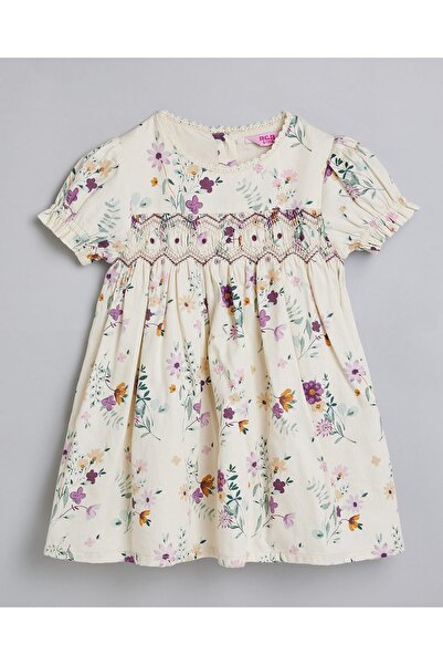 R&B فستان بطبعة زهور وقصّة واسعة وأكمام منفوخة