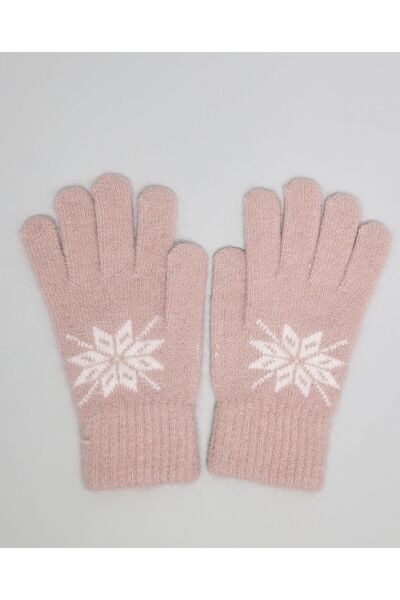 R&B Taupe Women's Patterned Winter Gloves