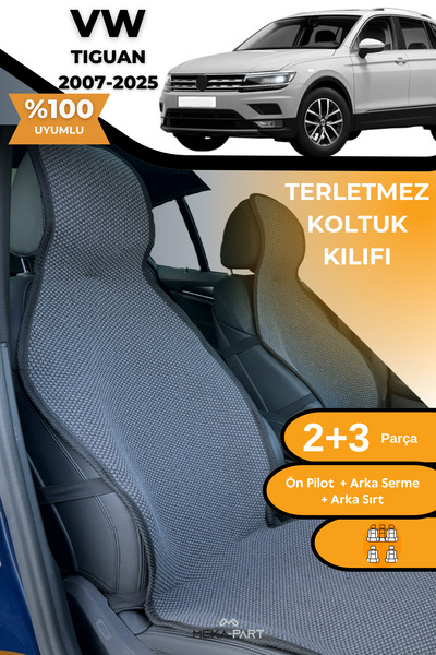 TREND Anti-Sweat Car Seat Protector Cover 100% Cotton 5-Piece Full Set Smoked Vw Tiguan