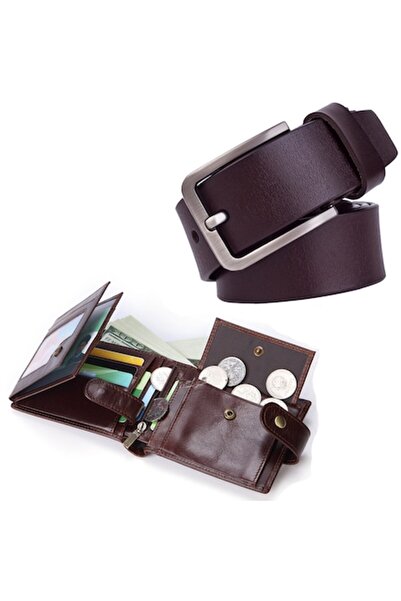 PriStyle Set portofel și curea premium din piele pentru bărbați, 16 buzunare,...