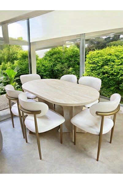 NORTE Bohem İskandinav Masa Ve Sandalye Takımı 6 Sandalye 1 Masa 90x170 Ölçül...