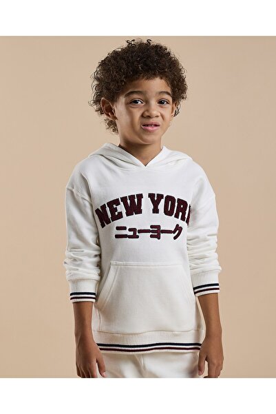 R&B Ivory Boy's Appliqued Hooded Clothing Set