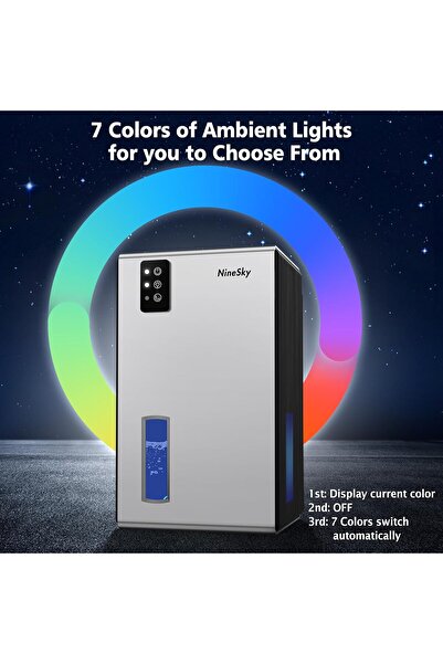 Others NineSky Dehumidifier for Home, 95 oz Tank, 1000 sq.ft, Auto Shut Off, 7-Color LED (Silver)