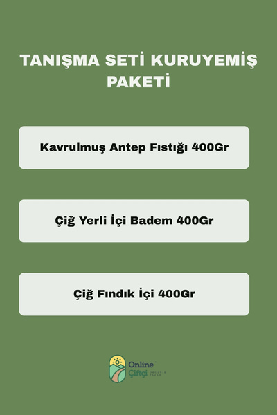 OnlineÇiftçi Tanışma Paketi Net 1.2Kg (Badem, Fındık, Antep Fıstığı)