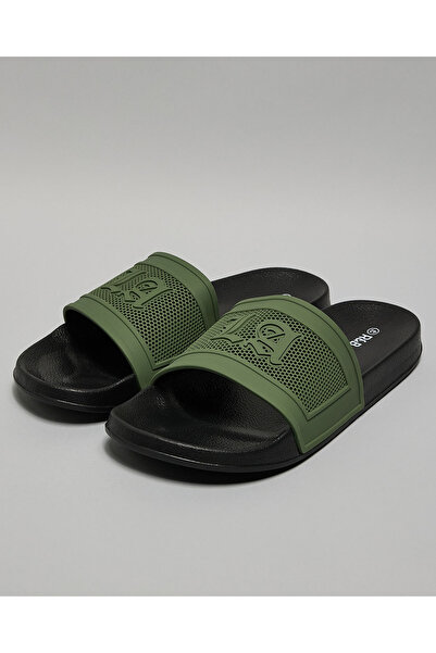 R&B Olive Men's Olive Men's's Textured Slides