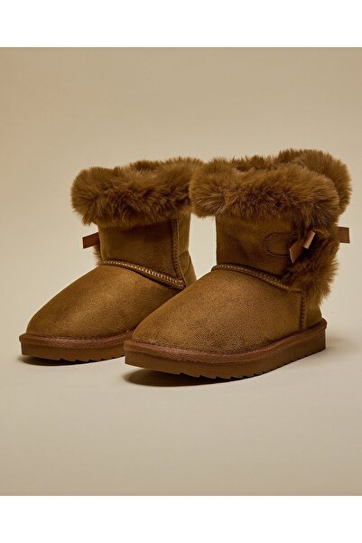 R&B Tan Girl Fur Detail Winter Boots