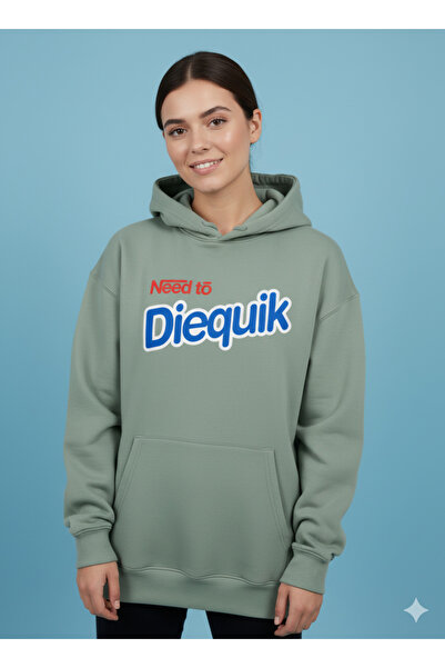 By Caspita Fashion Lenithra Need to Diequik Back Printed Unisex Oversize Gray Hoodie