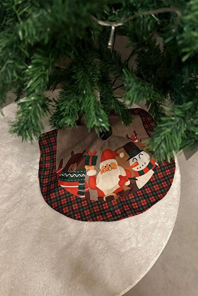 aymira home Yılbaşı Çam Ağacı Altı Ayak Örtüsü Yıkanabilir Kumaş Cırtlı 65x65