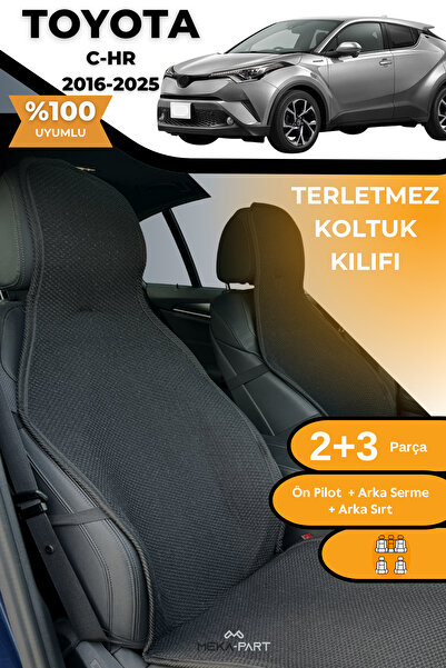 TREND Anti-Sweat Car Seat Protector Cover 100% Cotton 5-Piece Full Set Black Toyota C-Hr