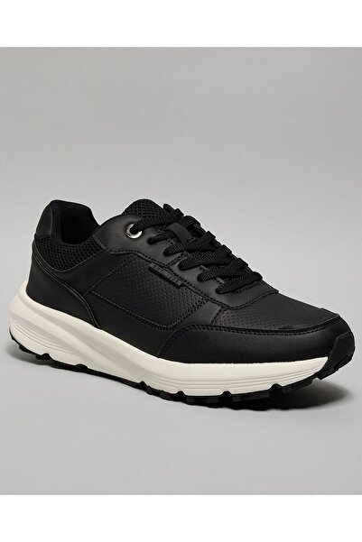 R&B Black Men's Color Block Lace Up Sneakers