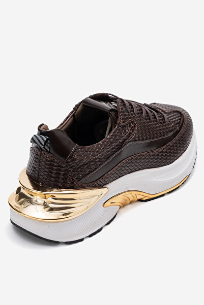 MARCOMEN Men's Thick Sole Lace-Up Sneaker Genuine Leather Mc 22449 Brown