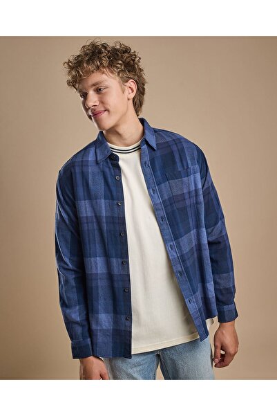 R&B Plaid Shirt with Classic Collar and Long Sleeves