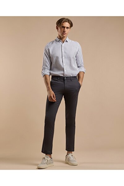 R&B Solid Relaxed Fit Pants with Button Closure