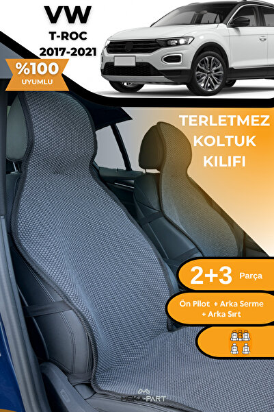 TREND Anti-Sweat Car Seat Protector Cover 100% Cotton 5-Piece Full Set Smoked Vw T-Roc