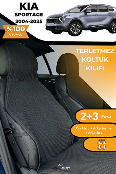 TREND غطاء حماية لمقعد السيارة مضاد للتعرق، 100% قطن، طقم كامل من 5 قطع، أسود، لكيا سبورتاج