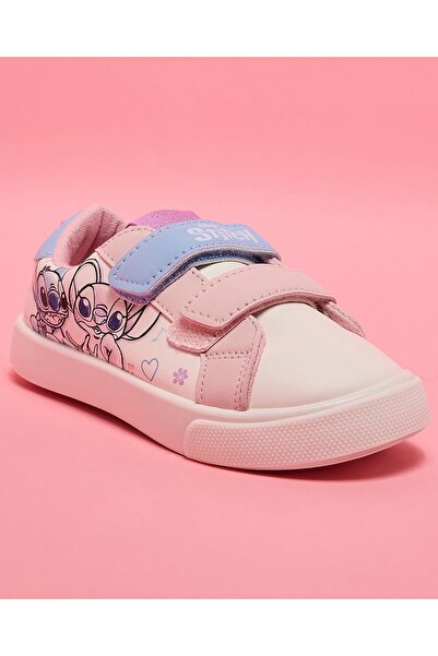 R&B White Girl's Stitch Print Velcro Sneakers